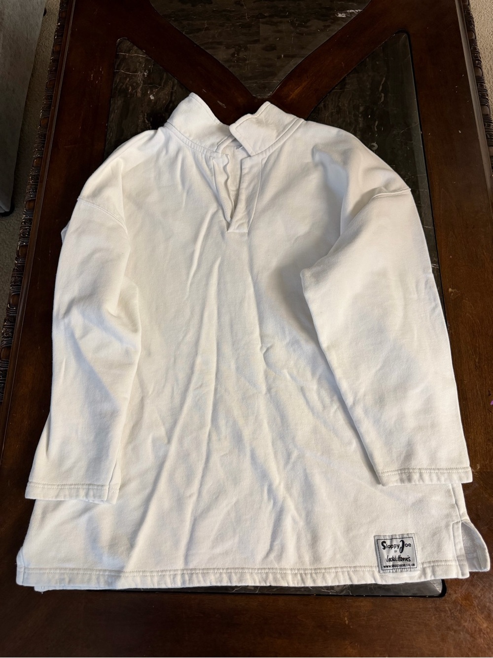Stussy White V-Neck Rugby Sweater